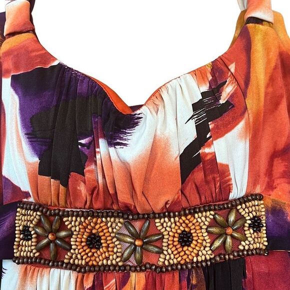 Bisou Bisou Michele Bohbot Beaded Floral Dress Sz 16 Multicolor Knee Length - Picture 3 of 11